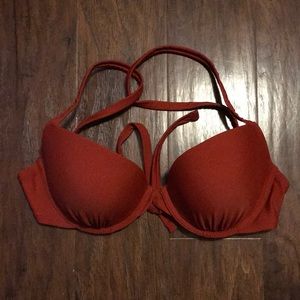 Cross-Back Burnt Orange Aerie Push-up Bikini Top